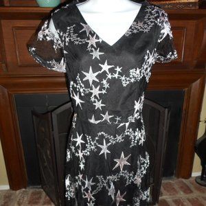 NWT Tina black embroidered star dress, M